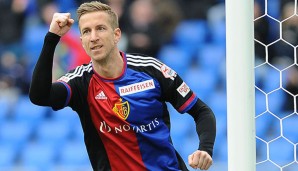 Marc Janko jubelt über sein achtes Saisontor für den FC Basel