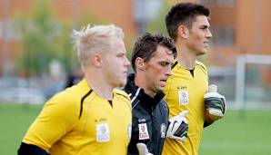 Das Torhüter-Trio unter Trainer Peter Hyballa: Lukas Waltl, Christian Gratzei und Johannes Focher (v.l.n.r.).