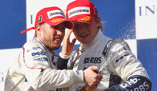 Deutsche Party auf dem Podium: Heidfeld (l.) und Rosberg