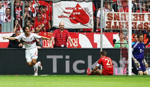 Die Schwaben gingen in Führung, Okazaki traf zum 1:0