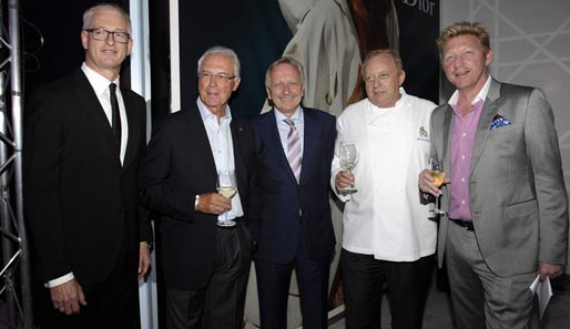 Willi Oertel, Franz Beckenbauer, Dr. Joachim Schmidt, Alfons Schuhbeck und Boris Becker