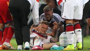 Das Aus für die WM 2014: Im letzten Vorbereitungsspiel gegen Armenien knickte Reus nach einem Foul von Artak Jedigarjan unglücklich um. Ein Syndesmosebandanriss bedeutete eine Pause von 66 Tagen.