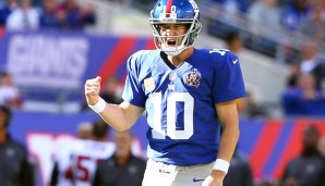 Platz 20: Eli Manning - Mit zwei Super-Bowl-MVP-Titeln hat sich der Quarterback in die Herzen der Giants-Fans gespielt. Mittlerweile muss er sich aber hinter OBJ einreihen