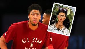 Zugegeben - hier sticht vor allem die Körperbehaarung zwischen Stirnfalte und Augenlid ins Auge. Doch auch die Gesichtszüge von Anthony Davis gleichen Malerin Frida Kahlo auf eine beängstigende Weise.