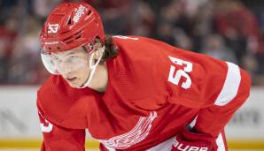 Moritz Seider im Trikot der Detroit Red Wings.