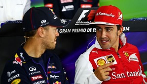 Sebastian Vettel (l.) und Fernando Alonso lieferten sich einen packenden Kampf um Platz fünf