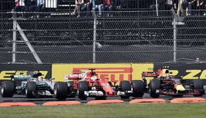 Lewis Hamilton, Sebastian Vettel und Max Verstappen lieferten sich ein packendes Duell am Start