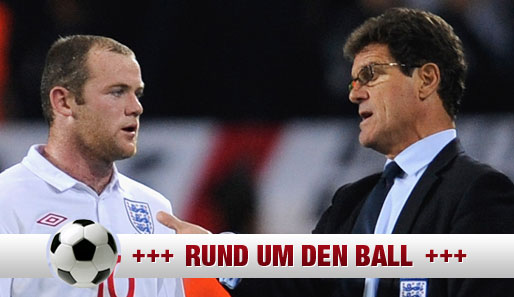 Fabio Capello (r.) bevorzugt Stürmer wie Wayne Rooney gegenüber italienischen Schauspielern