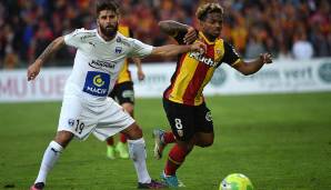 Geteilter 20. Platz - Ligue 2: 54,6% (im Bild: Jimmy Roye (l.) von Chamois Niort und Kermit Romeo Erasmus vom RC Lens)