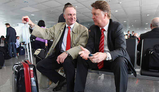 Gehen bald getrennte Wege: Bayern-Boss Karl-Heinz Rummenigge (l.) und Louis van Gaal