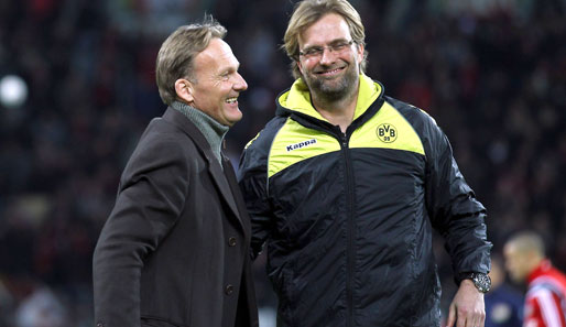 Gute Laune beim BVB: Geschäftsführer Hans-Joachim Watzke (l.) und Trainer Jürgen Klopp