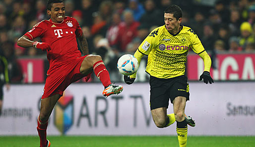 Robert Lewandowski (r.) gewann mit dem BVB im November 2011 mit 1:0 beim FC Bayern München