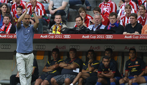 Pep Guardiola (r.) nahm mit Barca 2011 an einem Freundschaftsturnier des FCB teil