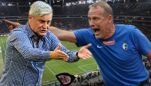 Christian Streich (r.) und Armin Veh befinden sich mit ihren Teams auf nationaler Ebene im Formtief