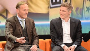 Für Hans-Joachim Watzke (l.) ist der Klub von Bastian Schweinsteiger (r.) weit enteilt