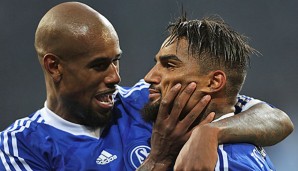 Felipe Santana (l., mit Kevin-Prince Boateng) wechselte von Borussia Dortmund zu Schalke 04