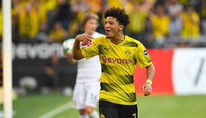 Jadon Sancho freut sich über sein erstes Bundesliga-Tor.