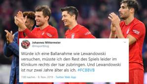 Dass der Pole nicht nur Tore schießen, sondern auch richtig gut kicken kann, ist bekannt, sorgt aber nicht selten für offene Münder. "Ist da die 112? Ich wollte einen Ball wie Lewandowski annehmen und habe da jetzt ein Problem..."