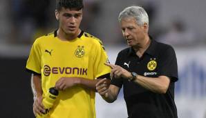 Giovanni Reyna (l.) und BVB-Trainer Lucien Favre.