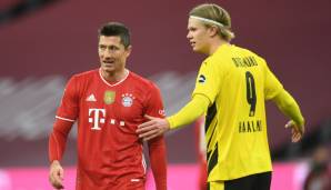 Zwei Tor-Giganten unter sich: Robert Lewandowski und Erling Haaland.