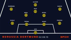 Und so sah die BVB-Elf von Lucien Favre in der 4-2-3-1-Formation aus ...