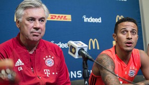 Carlo Ancelotti und Thiago haben sich auf der Pressekonferenz in Charlotte den Fragen gestellt