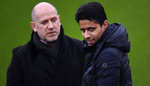 PSG-Sportdirektor Antero Henrique und Klub-Boss Nasser Al-Khelaifi im Gespräch.