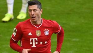 Robert Lewandowski braucht noch fünf Tore für einen neuen Saisontor-Rekord in der Liga.