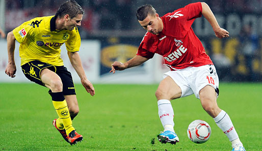 Kölns Superstar Lukas Podolski machte gegen Lukasz Piszczek und den BVB ein gutes Spiel