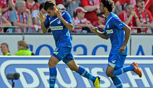 Roberto Firmino (l.) erzielte nach einem Fehler von Polanski das 1:0 für Hoffenheim