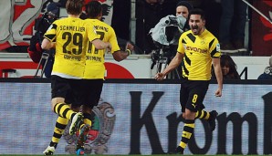 Jubel: Ilkay Gündogan (r.) erzielte das 2:1 für den BVB in Stuttgart