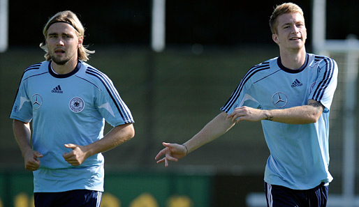 Marcel Schmelzer (l.) und Marco Reus trainierten am Montag in Frankfurt