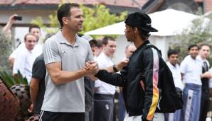 Oliver Bierhoff (li.) und Leroy Sane (re.)