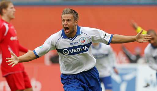 Björn Ziegenbein schoss Hansa Rostock schon in der dritten Minute in Führung