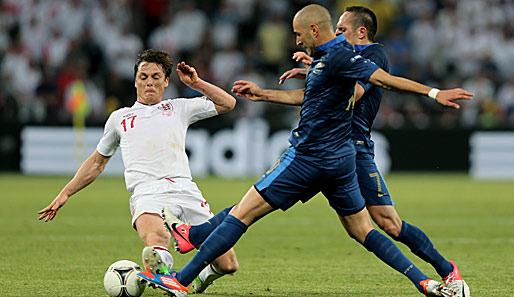 Mit vereinten Kräften ins Viertelfinale: Karim Benzema (v.r.) und Franck Ribery (h.r.)