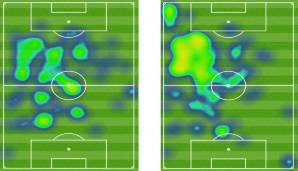 Pedris Heatmap in den K.o.-Spielen gegen Kroatien (links) und die Schweiz.