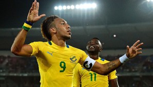 Pierre-Emerick Aubameyang jubelt über seinen Führungstreffer gegen Burkina Faso