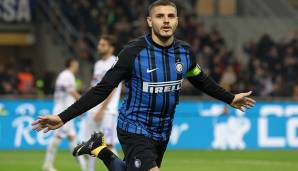 Platz 14: Mauro Icardi (Inter Mailand). Markierte bislang 11 Tore in der laufenden Serie-A-Saison und netzte somit alle 96,6 Minuten