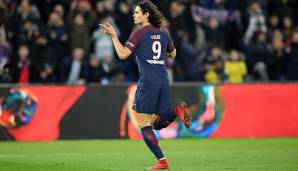 Platz 4: Edinson Cavani (Paris Saint-Germain) - 23 Tore / 91,9 Minuten pro Tor