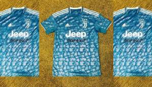 Juventus Turin - 3. Trikot: Auch das Champions-League-Jersey kommt mit einer überraschenden Farbgebung daher. Juve in der Königsklasse zwischen Camouflage und Milka-Kuh? Ebenfalls schwierig, finden wir.