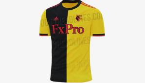 FC Watford - Heimtrikot: Nach den breiten Streifen dieser Saison präsentiert Watfords neues Heimtrikot einen weiteren klassischen Look: Hälften.