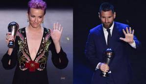 Weltfußballerin und Weltfußballer: Megan Rapinoe und Lionel Messi.