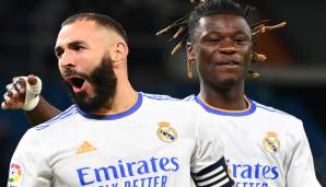 Karim Benzema (l.) steht bei derteit 15 Scorerpunkten aus nur sechs Ligaspielen für Real Madrid