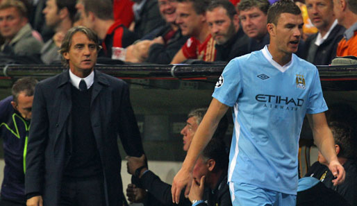 Beim Spiel gegen den FC Bayern waren Mancini und Dzeko (r.) aneinandergeraten