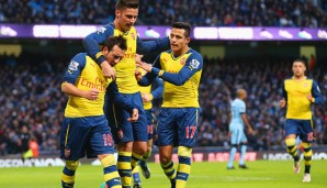 Santi Cazorla (l.) und Olivier Giroud (M.) erzielten die Arsenal-Tore gegen ManCity