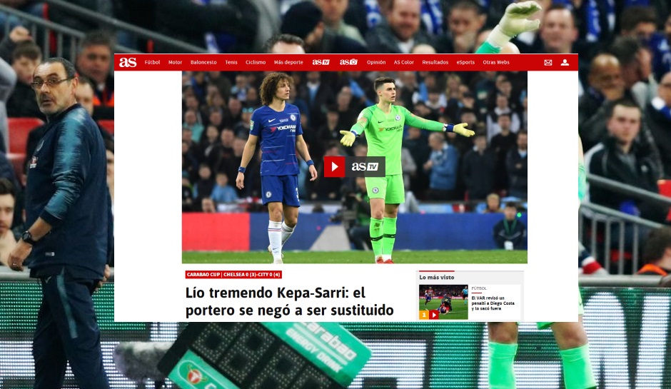 AS (Spanien): "Schreckliches Chaos zwischen Kepa und Sarri: Der Torwart verweigert seine Auswechslung"