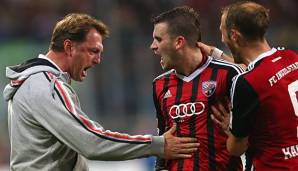 Pascal Groß mit seinem Trainer Ralph Hasenhüttl beim FC Ingolstadt.