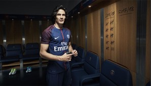 Edinson Cavani ist sichtlich angetan vom neuen PSG-Trikot