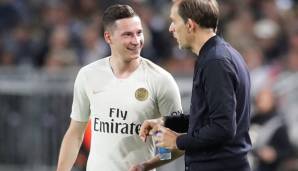 Julian Draxler (l.) spielt seit 2017 für PSG, seit 2018 unter Trainer Thomas Tuchel