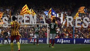 Im Camp Nou wurde für die Unabhängigkeit Kataloniens demonstriert